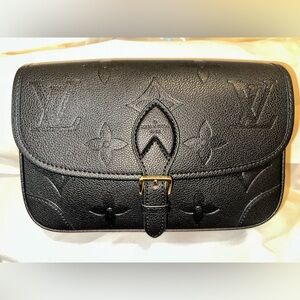 LV DIANE BLACK LEATHER HANDBAG PURSE